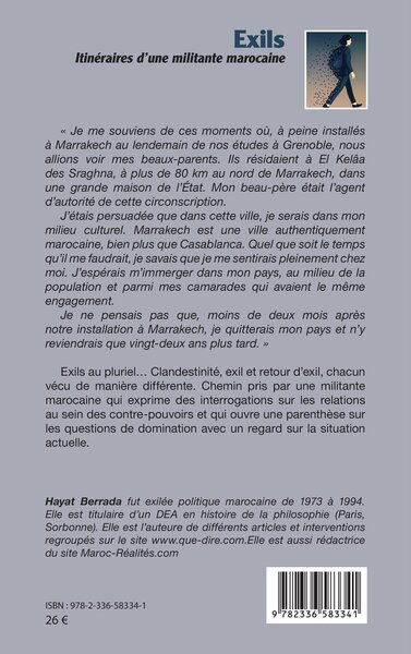 Exils, Itinéraires d'une militante marocaine (9782336583341-back-cover)