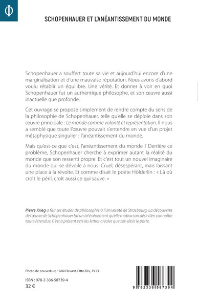 Schopenhauer et l’anéantissement du monde (9782336587394-back-cover)
