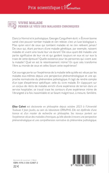 Vivre malade, Penser la vécu des maladies chroniques (9782336520872-back-cover)