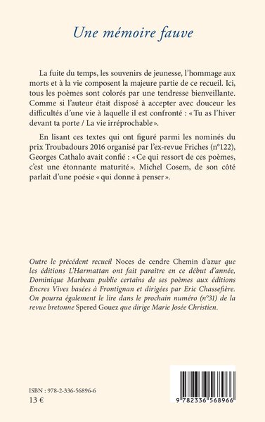Une mémoire fauve (9782336568966-back-cover)