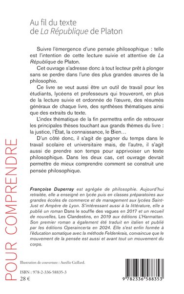 Au fil du texte de La République de Platon (9782336588353-back-cover)