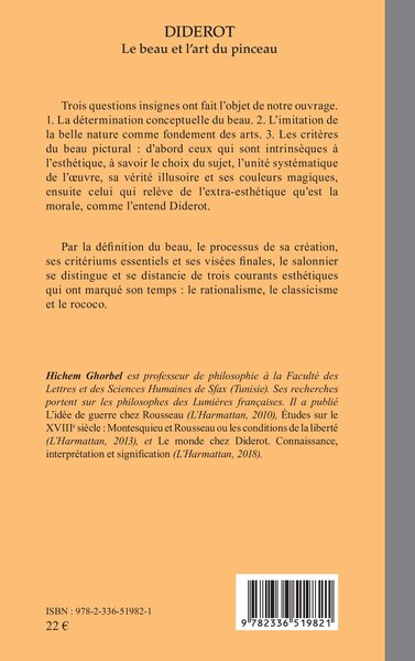 Diderot, Le beau et l’art du pinceau (9782336519821-back-cover)