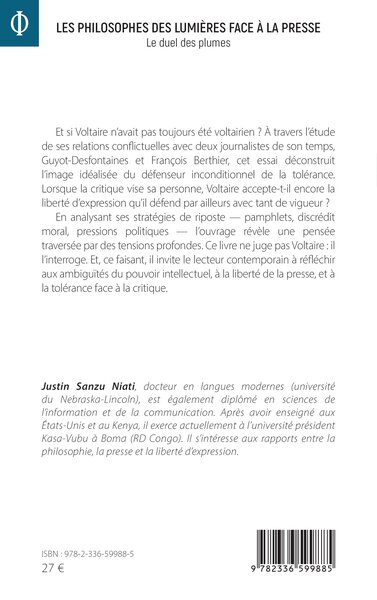 Les philosophes des Lumières face à la presse, Un duel de plumes (9782336599885-back-cover)