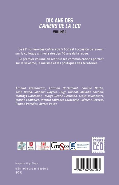 Les cahiers de la LCD, Dix ans des Cahiers de la LCD, Volume 1 (9782336589503-back-cover)