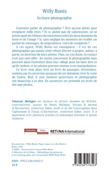 Willy Ronis, Écriture/photographie (9782336516523-back-cover)