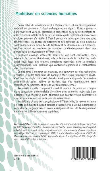 Modéliser en sciences humaines, Conceptions, mesures, analyses statistiques et sens possibles (9782336528649-back-cover)