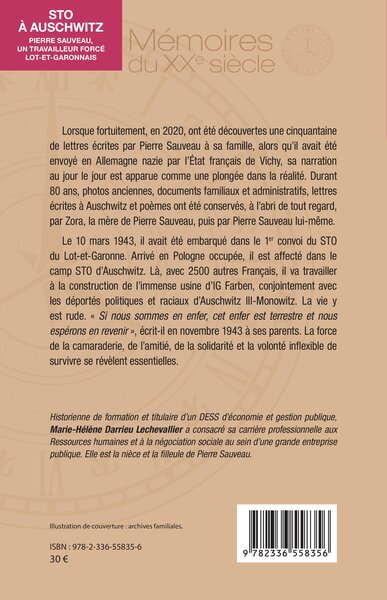 STO à Auschwitz, Pierre Sauveau, un travailleur forcé lot-et-garonnais (9782336558356-back-cover)