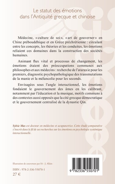 Le statut des émotions dans l'Antiquité grecque et chinoise (9782336550701-back-cover)