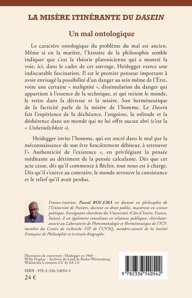 La misère itinérante du Dasein, Un mal ontologique (9782336540542-back-cover)