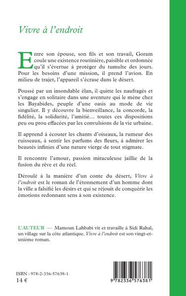 Vivre à l’endroit (9782336576381-back-cover)