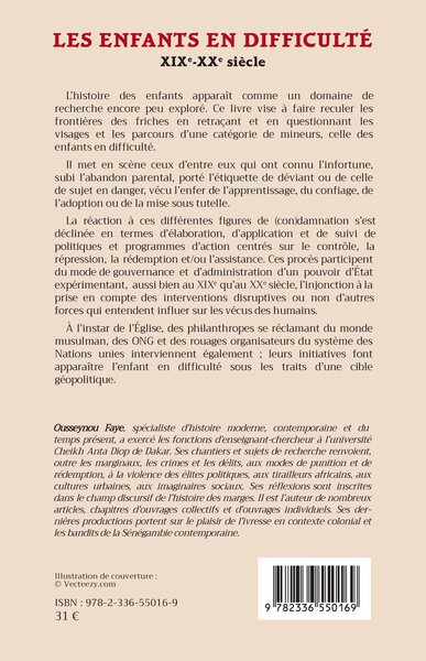 Les enfants en difficulté, XIXe-XXe siècle (9782336550169-back-cover)