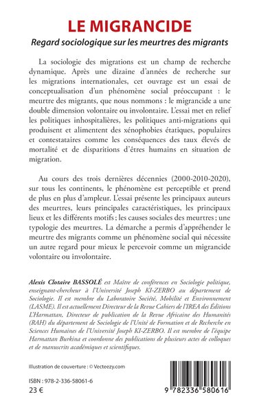 Le migrancide, Regard sociologique sur les meurtres des migrants (9782336580616-back-cover)