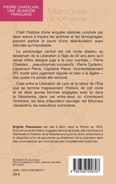 Pierre Chatelain, une jeunesse française, 28 janvier 1924 – 28 septembre 1944 (9782336590707-back-cover)