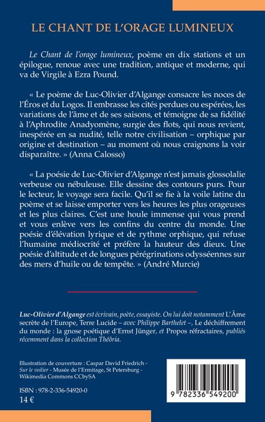 Le Chant de l’orage lumineux (9782336549200-back-cover)