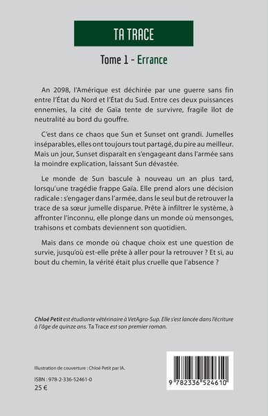 Ta trace, Tome 1 - Errance (9782336524610-back-cover)
