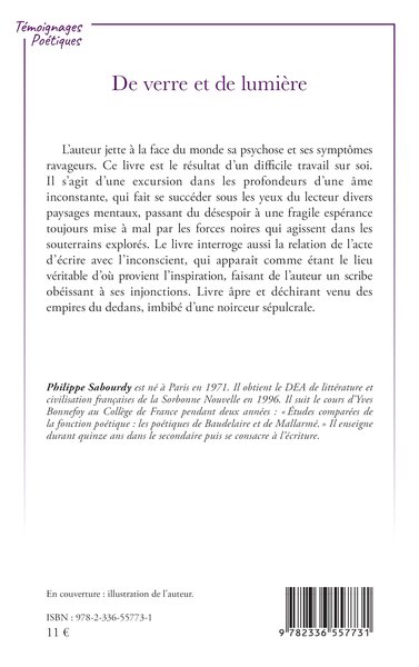 De verre et de lumière (9782336557731-back-cover)