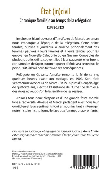 État (in)civil, Chronique familiale au temps de la relégation (1899-1932) (9782336571348-back-cover)