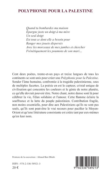 Polyphonie pour la Palestine, 102 poètes (9782336589213-back-cover)