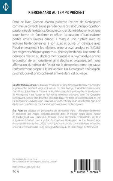 Kierkegaard au temps présent (9782336587189-back-cover)