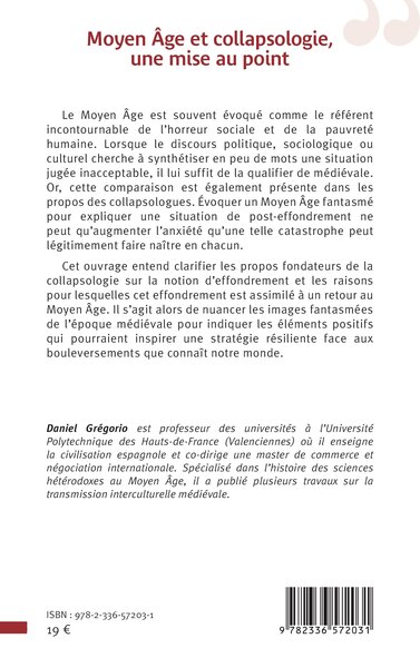 Moyen Âge et collapsologie, une mise au point (9782336572031-back-cover)