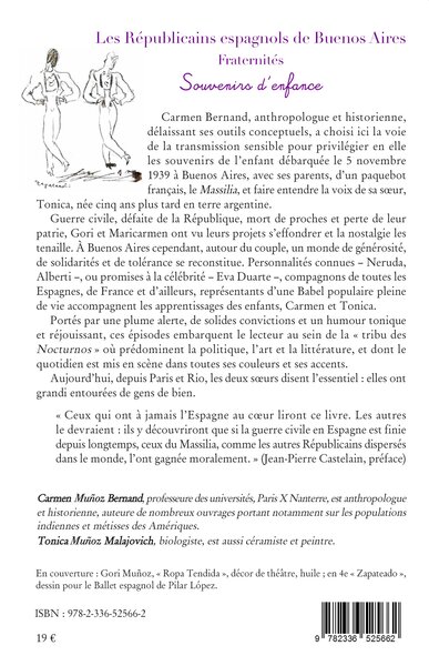 Les Républicains espagnols de Buenos Aires. Fraternités, Souvenirs d'enfance (9782336525662-back-cover)