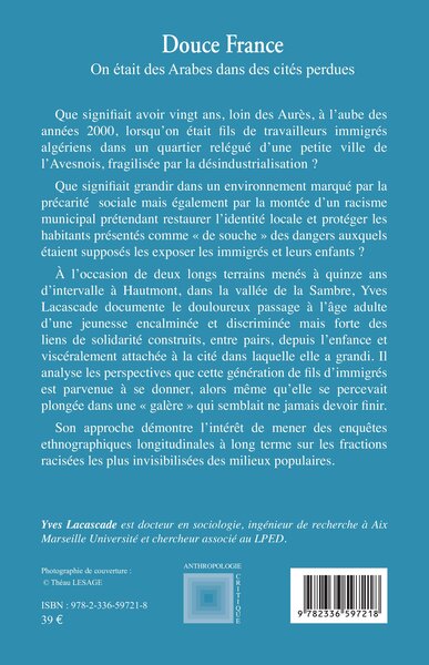 Douce France, On était des Arabes dans des cités perdues (9782336597218-back-cover)