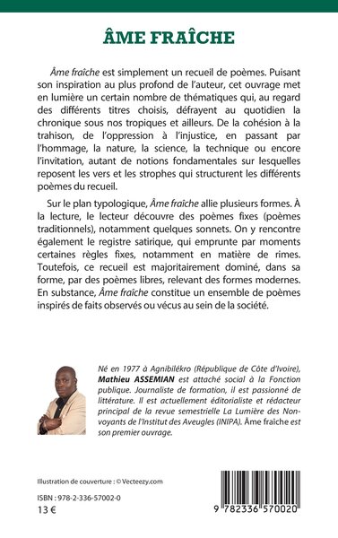 Âme fraiche, Recueil de poèmes (9782336570020-back-cover)