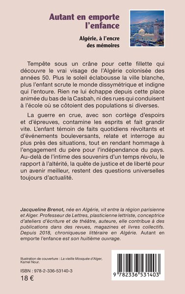 Autant en emporte l’enfance, Algérie, à l’encre des mémoires (9782336531403-back-cover)