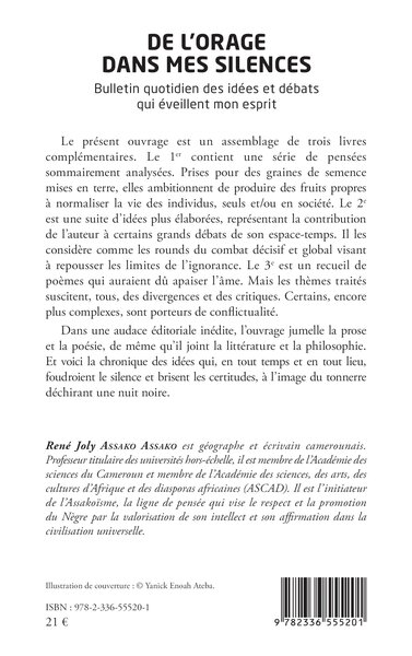 De l’orage dans mes silences, Bulletin quotidien des idées et débats qui éveillent mon esprit (9782336555201-back-cover)