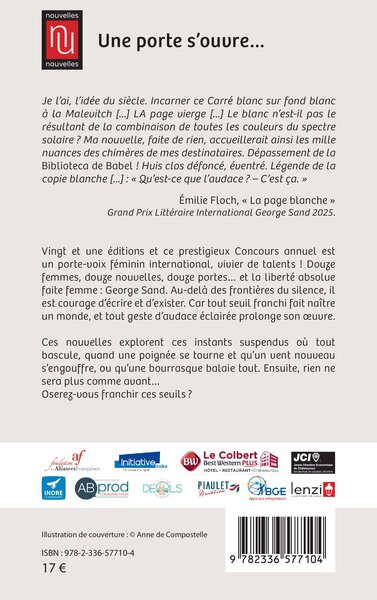 Une porte s’ouvre…, Prix Littéraire International George Sand - Recueil - 2025 - 21e édition (9782336577104-back-cover)