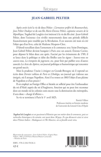 Jean-Gabriel Peltier, La vie mouvementée d'un journaliste (1760-1825) (9782336551364-back-cover)