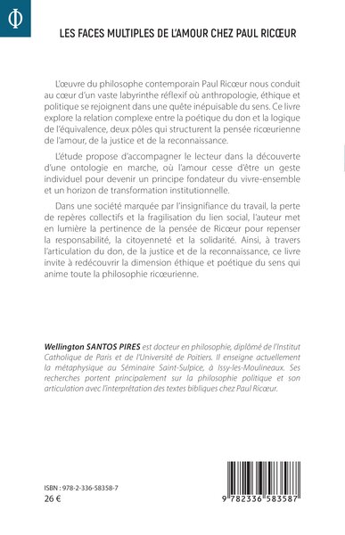 Les faces multiples de l’amour chez Paul Ricœur, Reconnaissance, Don, Surabondance (9782336583587-back-cover)