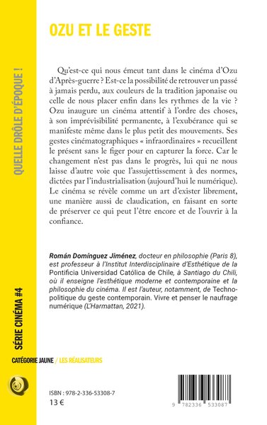 Ozu et le geste (9782336533087-back-cover)