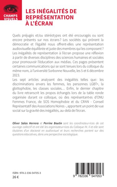 Les inégalités de représentation à l'écran (9782336547053-back-cover)