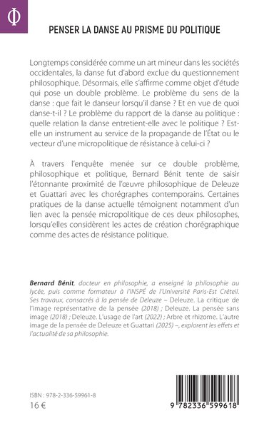 Penser la danse au prisme du politique (9782336599618-back-cover)