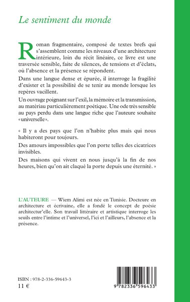 Le sentiment du monde (9782336596433-back-cover)