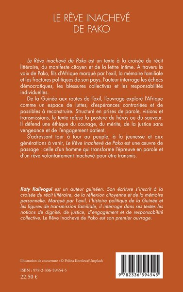 Le rêve inachevé de Pako (9782336594545-back-cover)