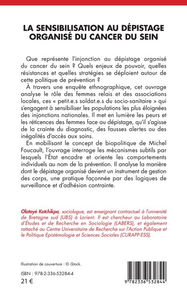 La sensibilisation au dépistage organisé du cancer du sein, Approche ethnographique des femmes relais (9782336532844-back-cover)