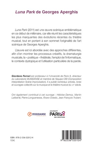 Luna Park de Georges Aperghis (9782336520124-back-cover)