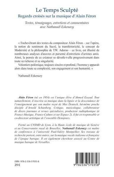 Le Temps Sculpté, Regards croisés sur la musique d'Alain Féron (9782336570358-back-cover)