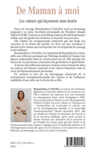 De maman à moi, Les valeurs qui façonnent mon destin (9782336529516-back-cover)