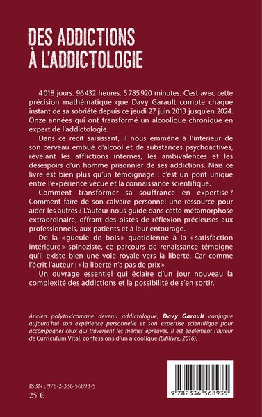 Des addictions à l’addictologie (9782336568935-back-cover)