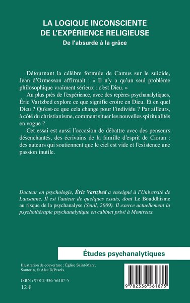 La logique inconsciente de l’expérience religieuse, De l’absurde à la grâce (9782336561875-back-cover)