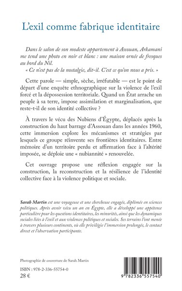 L’exil comme fabrique identitaire, La (re)construction de l’identité des Nubiens d’Égypte (9782336557540-back-cover)