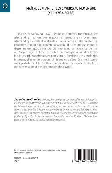 Maître Eckhart et les savoirs au Moyen Age (XIIIe-XIVe siècles), Maître Eckhart "commentateur" (9782336561066-back-cover)