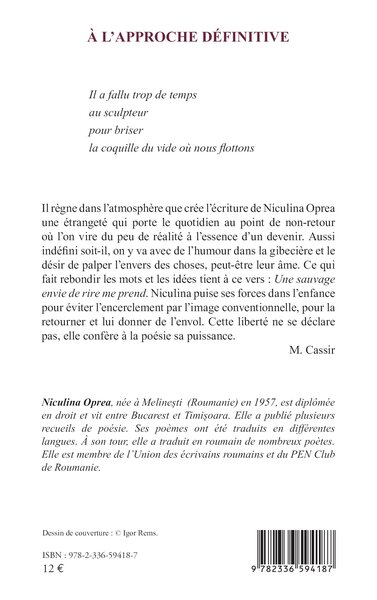 À l’approche définitive (9782336594187-back-cover)