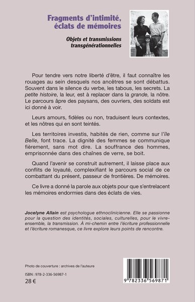 Fragments d’intimité, éclats de mémoires, Objets et transmissions transgénérationnelles (9782336569871-back-cover)