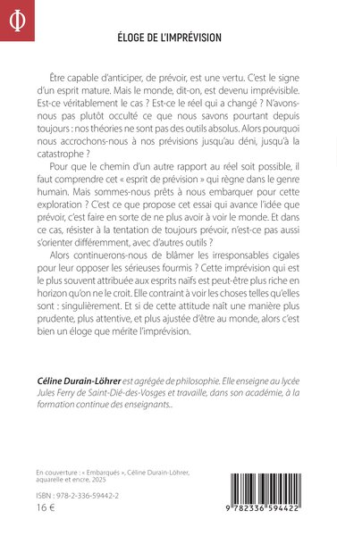 Éloge de l’imprévision (9782336594422-back-cover)