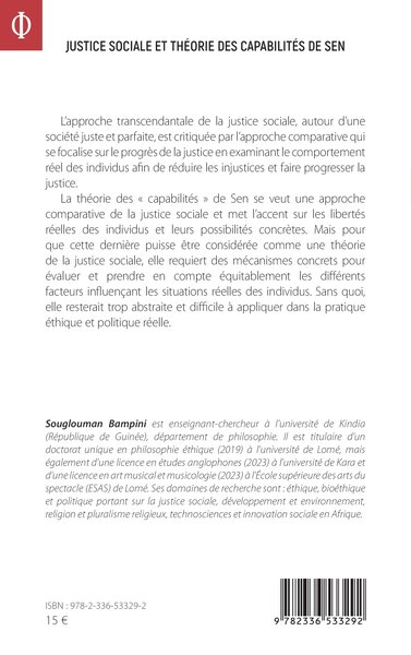 Justice sociale et théorie des capabilités de Sen (9782336533292-back-cover)
