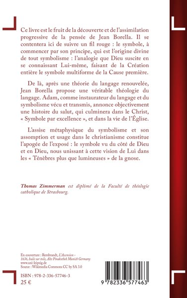 La métaphysique du symbole, Dans l’oeuvre de Jean Borella (9782336577463-back-cover)